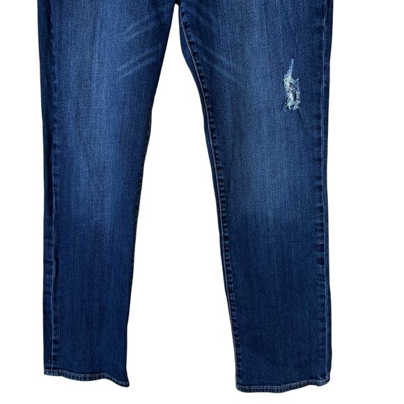 Kut from the Kloth Straight Leg Jeans Womens 12 Dark Wash Stretch Distressed - Picture 3 of 6